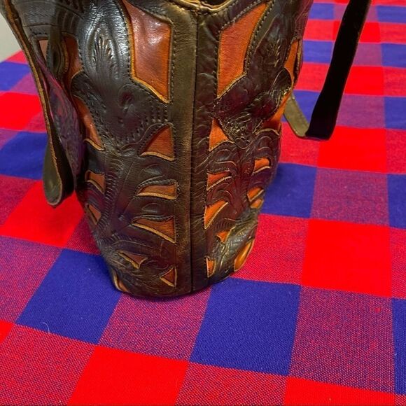 ALDO Black Brown Leather Embossed VTG Purse Handbag - Picture 3 of 14